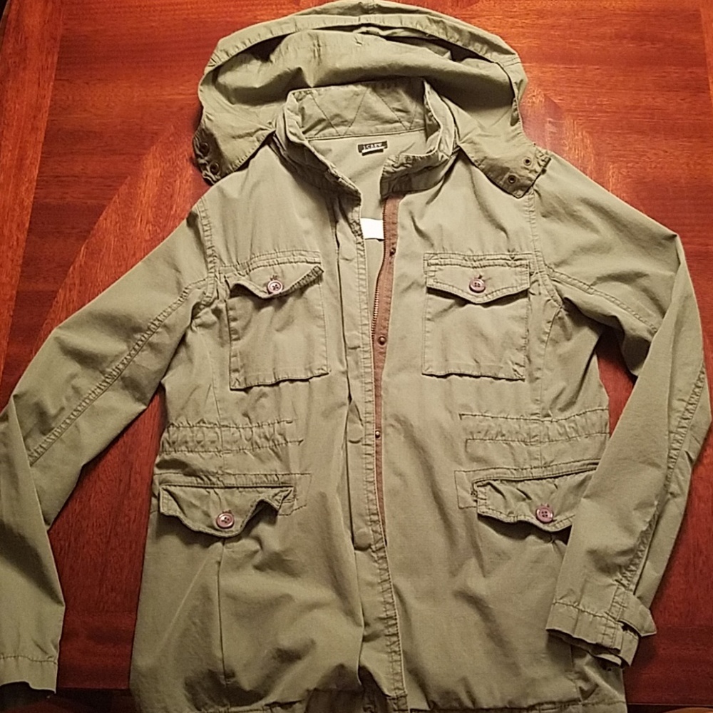J Crew green cotton jacket, size L